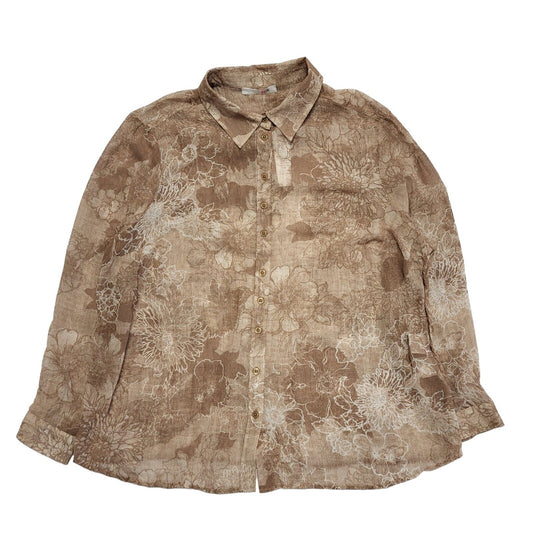 My Way Fer 90s Vintage Brown Floral Long Sleeve Shirt BNWT Womens UK 18