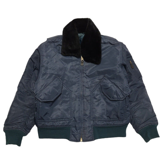 80s Vintage Navy Blue Zipped Jacket Uk Men's Size XL