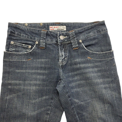Ichi Vintage 90's Dark Blue Straight 3/4 Leg Jeans Uk Women's Size 10 W28 L21