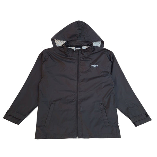 Umbro Y2K Black Zipped Hooded Windbreaker Jacket Uk Boy's Size XL