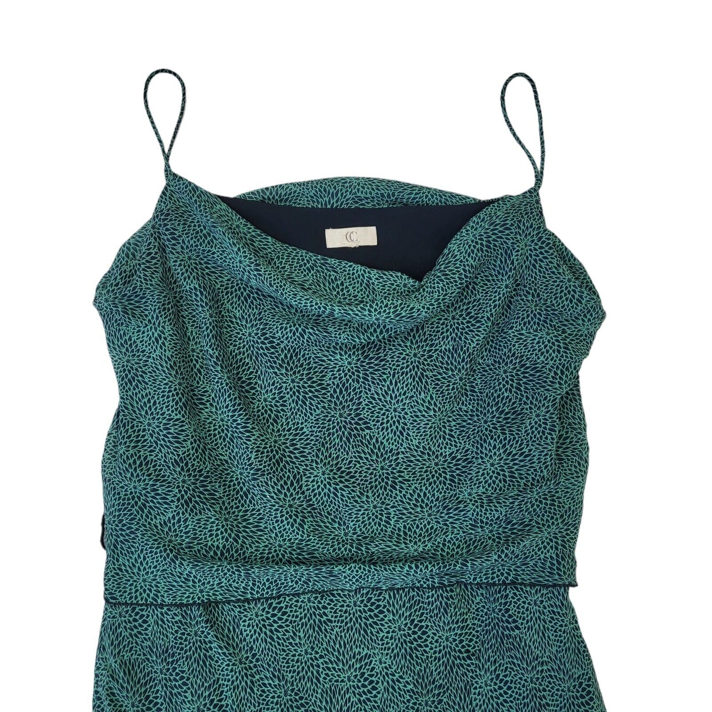 CC Petite Vintage 90s Green Tiered Strappy Dress Uk Women's Size 14