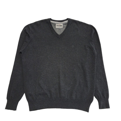 Wrangler Vintage 90's Grey Wool Blend V-Neck Jumper Men's Size Large