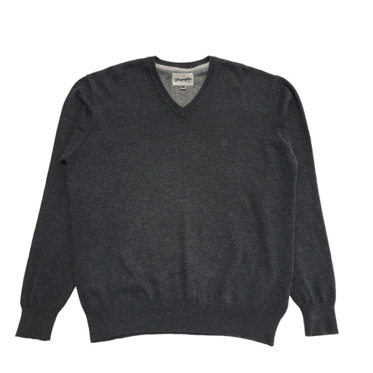 Wrangler Vintage 90's Grey Wool Blend V-Neck Jumper Men's Size Large