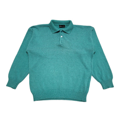 St Michael 80's Teal Collared Knit Jumper UK Women's Size 10