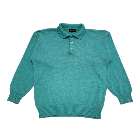 St Michael 80's Teal Collared Knit Jumper UK Women's Size 10