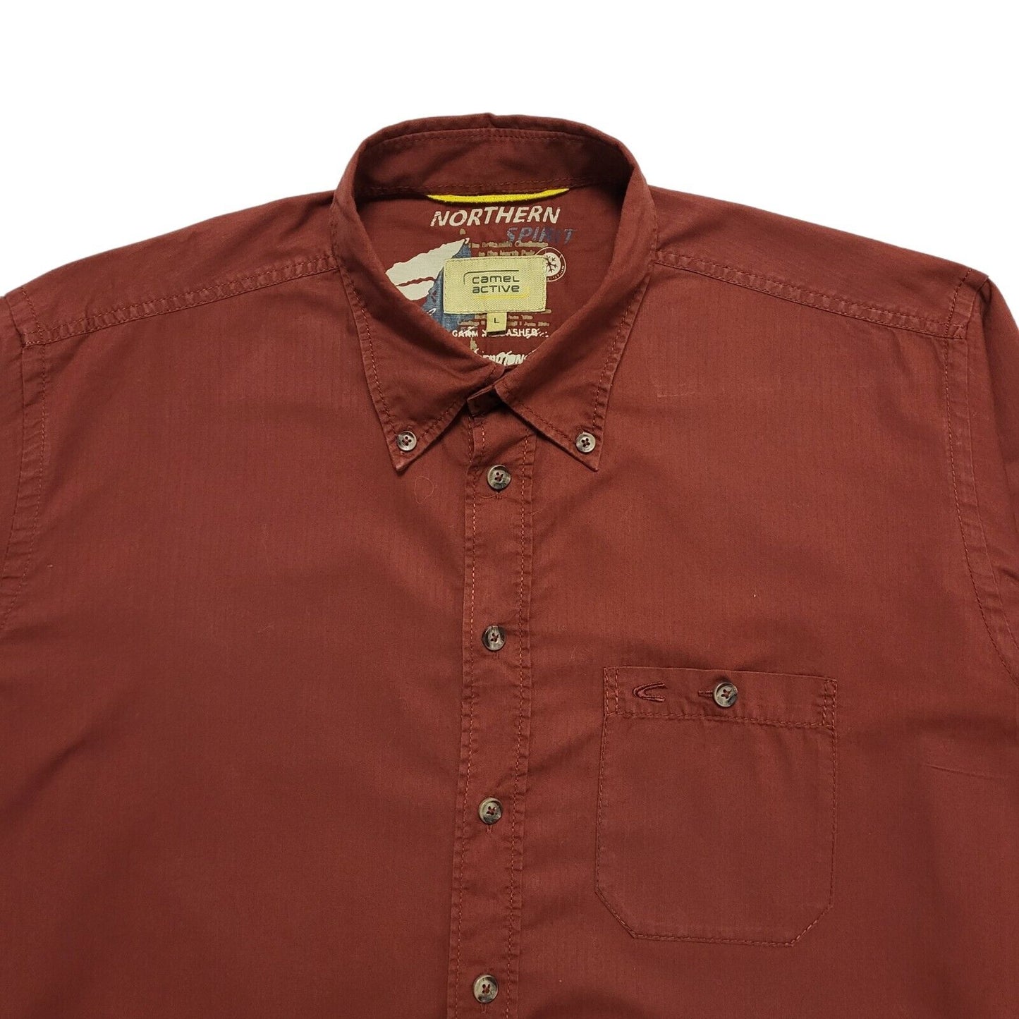 Camel Active Modern Shirt Red Long Sleeve Shirt Mens UK Size Large