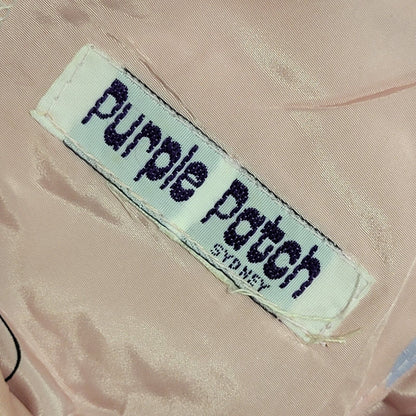 80s Purple Patch Vintage Pink Lilac Leaf A-Line Daywear Summer Dress Women's 12