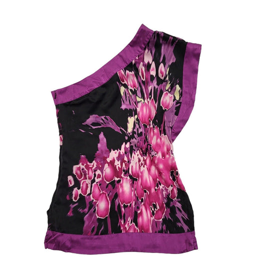Bebe Vintage Y2K Purple & Black One Shoulder Top Womens UK Size XXS