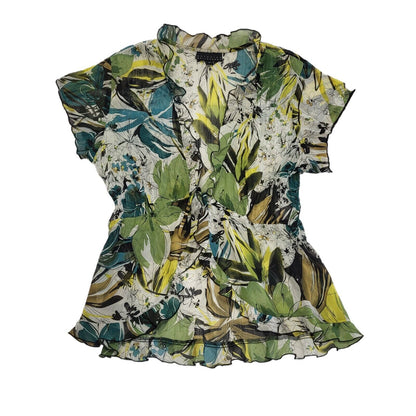 Antonino Philosophy Y2K semi sheer blouse with lettuce hem details Women's Uk 12
