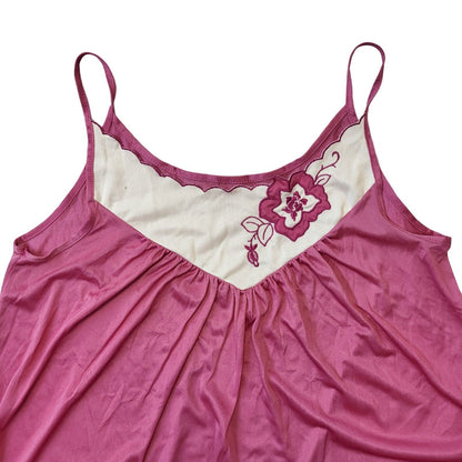 St Michael M&S 80's Vintage Pink & White Night Dress Womens UK XS EU 6