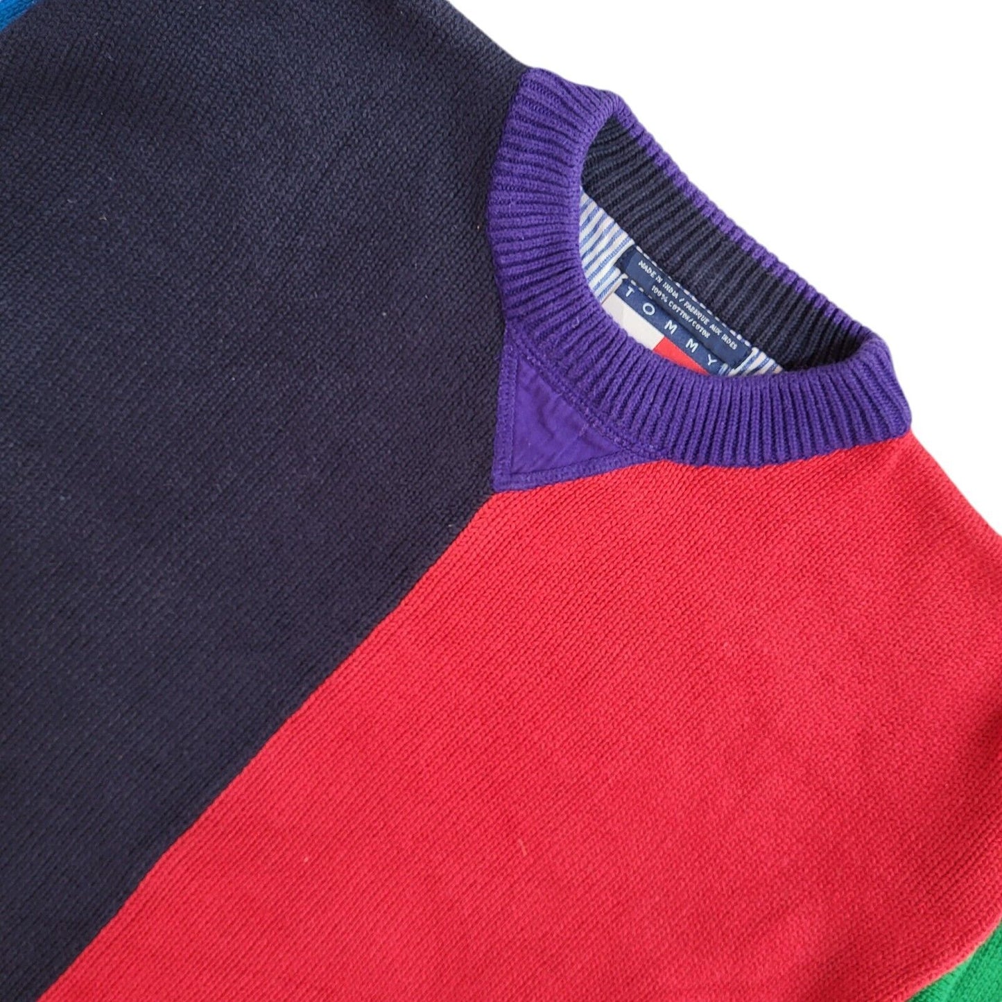 Tommy Hilfiger Vintage Y2k Blue & Red Jumper UK Men's Size Medium