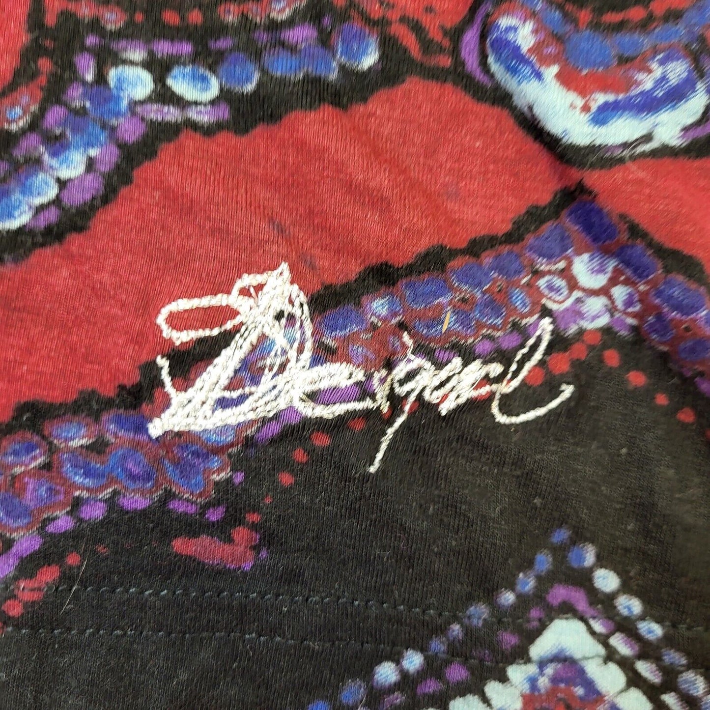Desigual Y2K Black & Purple Floral Round Neck T-Shirt Women's M