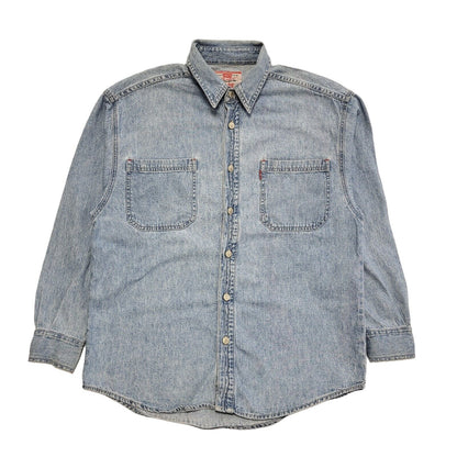 Levi's Vintage 90s Light Blue Long Sleeve Denim Shirt Uk Men's Size L