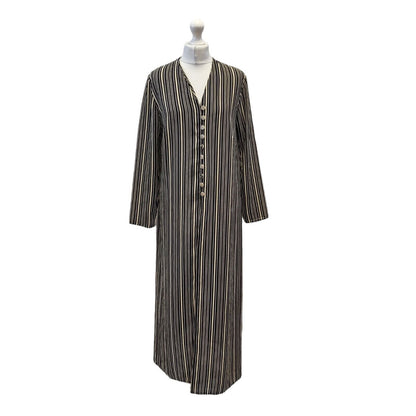 Essence 90s Vintage Black White Striped Shirt Dress Women's Size 12 EU 40