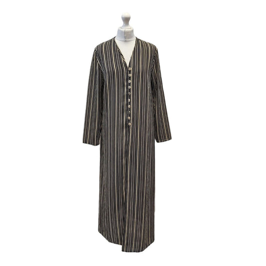 Essence 90s Vintage Black White Striped Shirt Dress Women's Size 12 EU 40