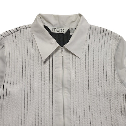 Mara Y2k White Zipped 3/4 Sleeve Shirt Uk Women's Size XL