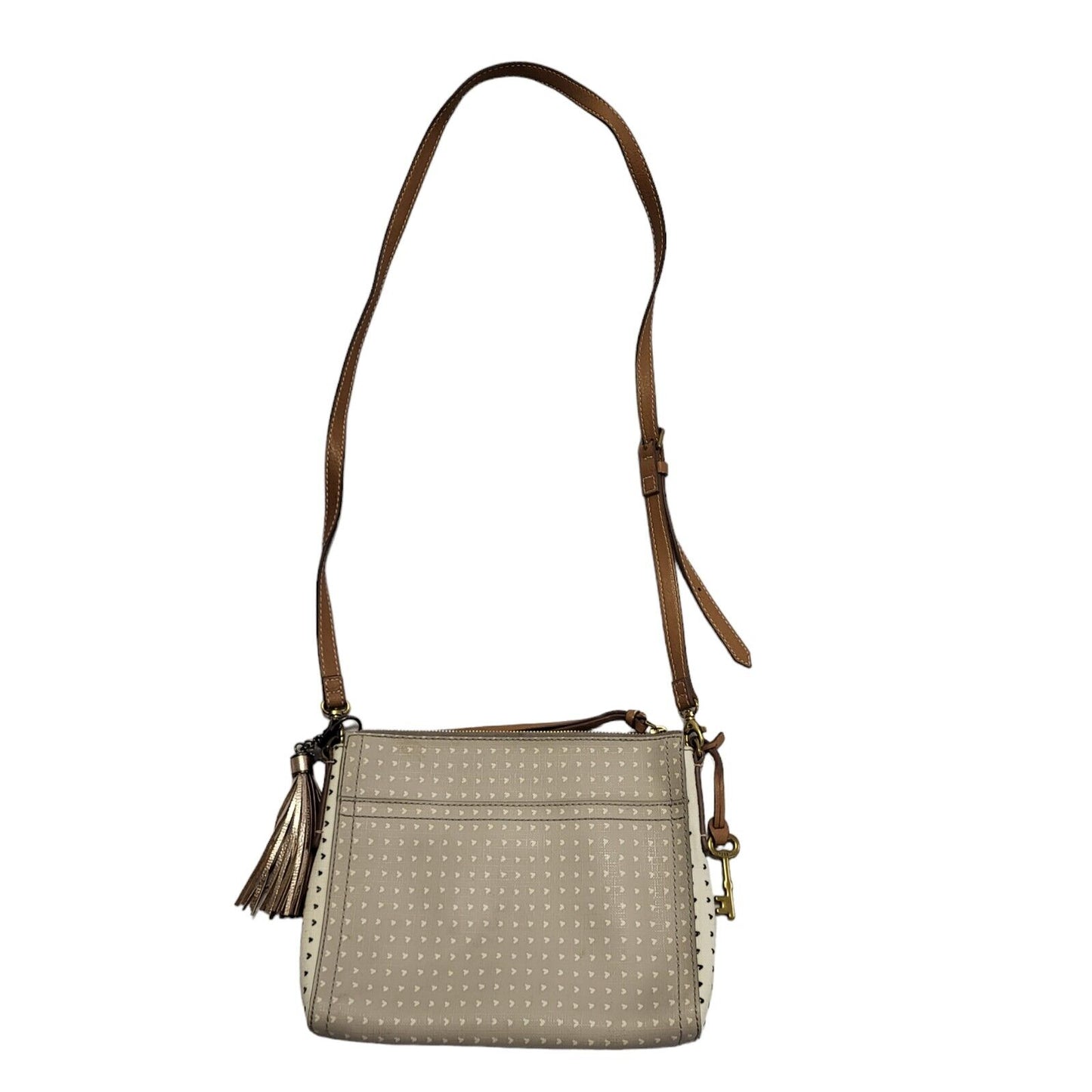 Fossil Grey & Brown Leather Shoulder Bag Uk Women's 8" x 10"