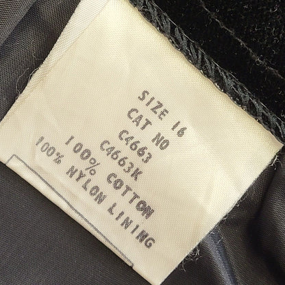 Vintage 80's Black Velour Midi Skirt Womens UK Size 14 W30