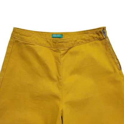 United Colors Of Benetton 80's Yellow Wide Leg Jeans Womens UK 6 W24 L33