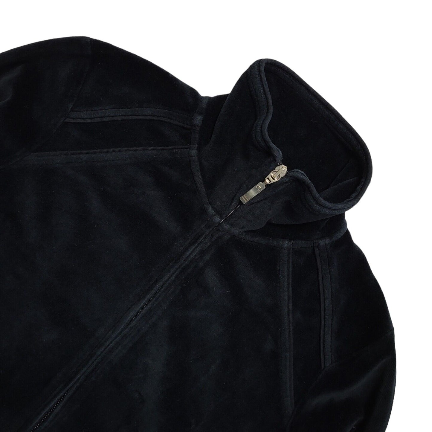 Champion  Y2K Black Full Zip Velour Tracksuit Jacket Women's UK Size Small