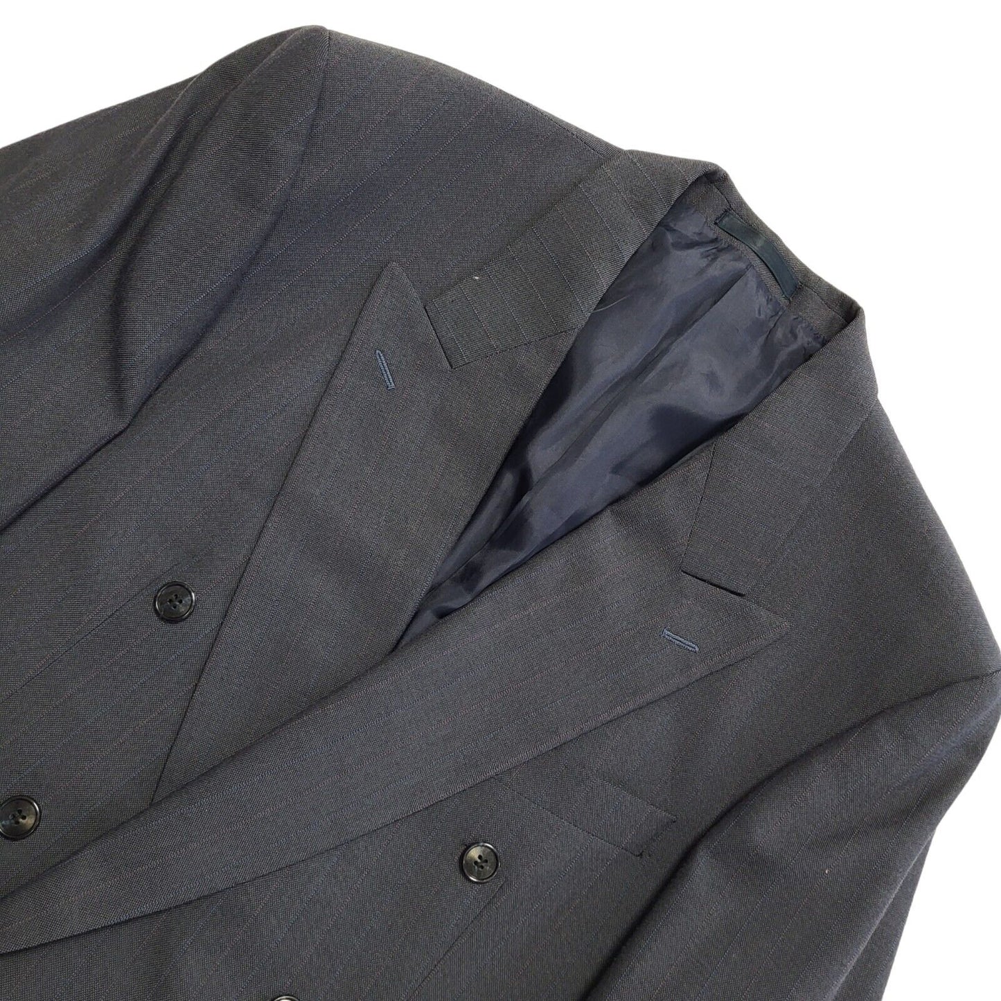 St Michael Vintage 70s Blue Striped Wool Blend Suit Jacket Uk Men's Size L 42"
