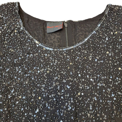 Frank Usher 80s Vintage Black Embellished Blouse Women's Size 14 Eu 42