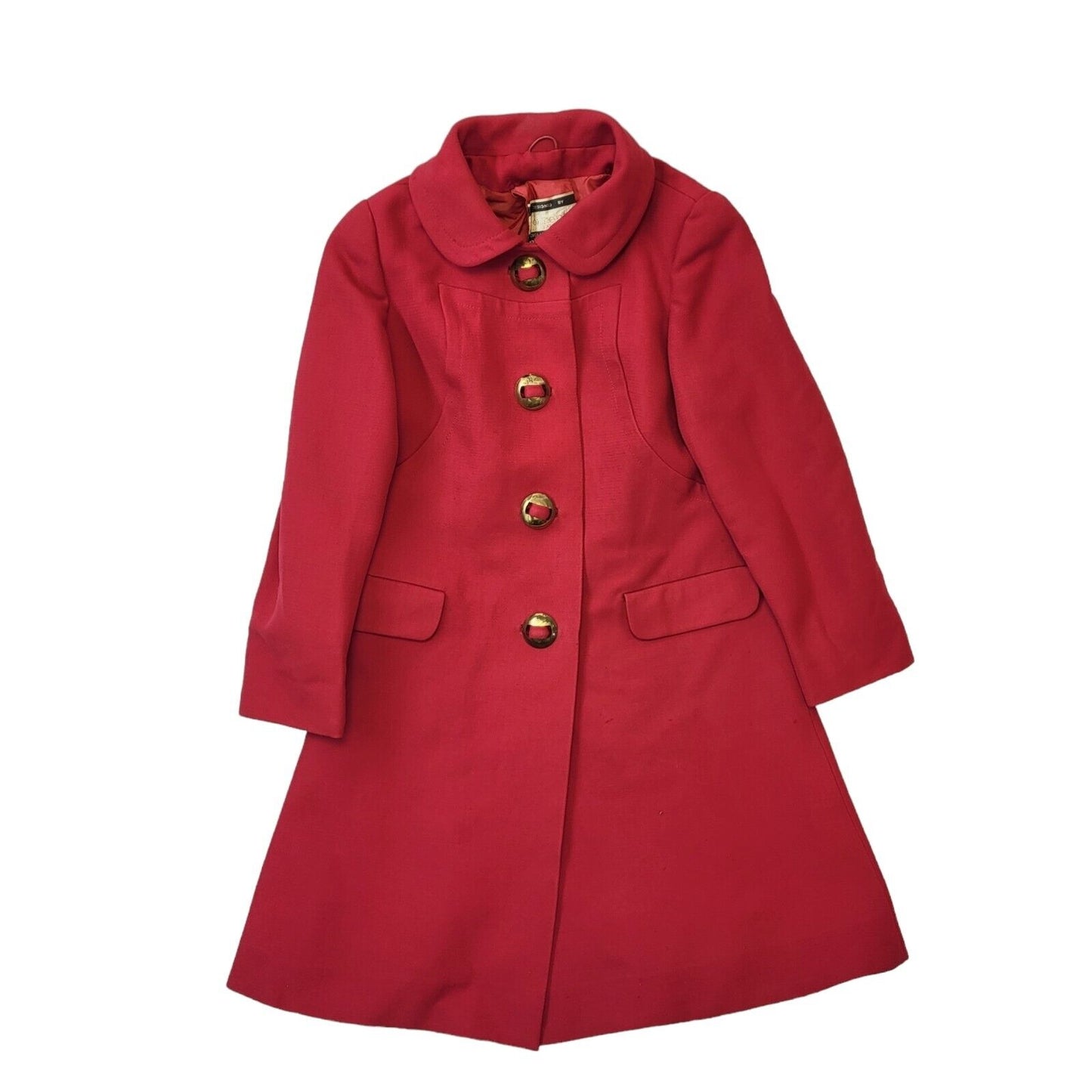 Torrente 60's Vintage Pink Button Up Collared Coat Women UK 12 EU 40