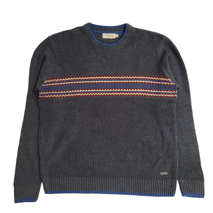 PG Field Grey Striped Round Neck Vintage 90's Jumper Men's UK XL