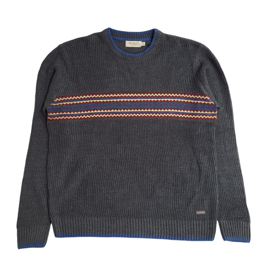 PG Field Grey Striped Round Neck Vintage 90's Jumper Men's UK XL