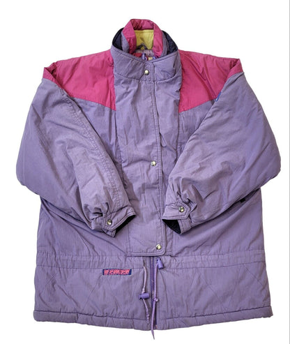 Mono Vintage 80's Purple, Pink & Yellow Ski Snow Jacket Womens UK 14 EU 42