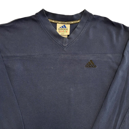 Adidas 90s Vintage Navy Blue V-Neck Sweatshirt Men's Size M