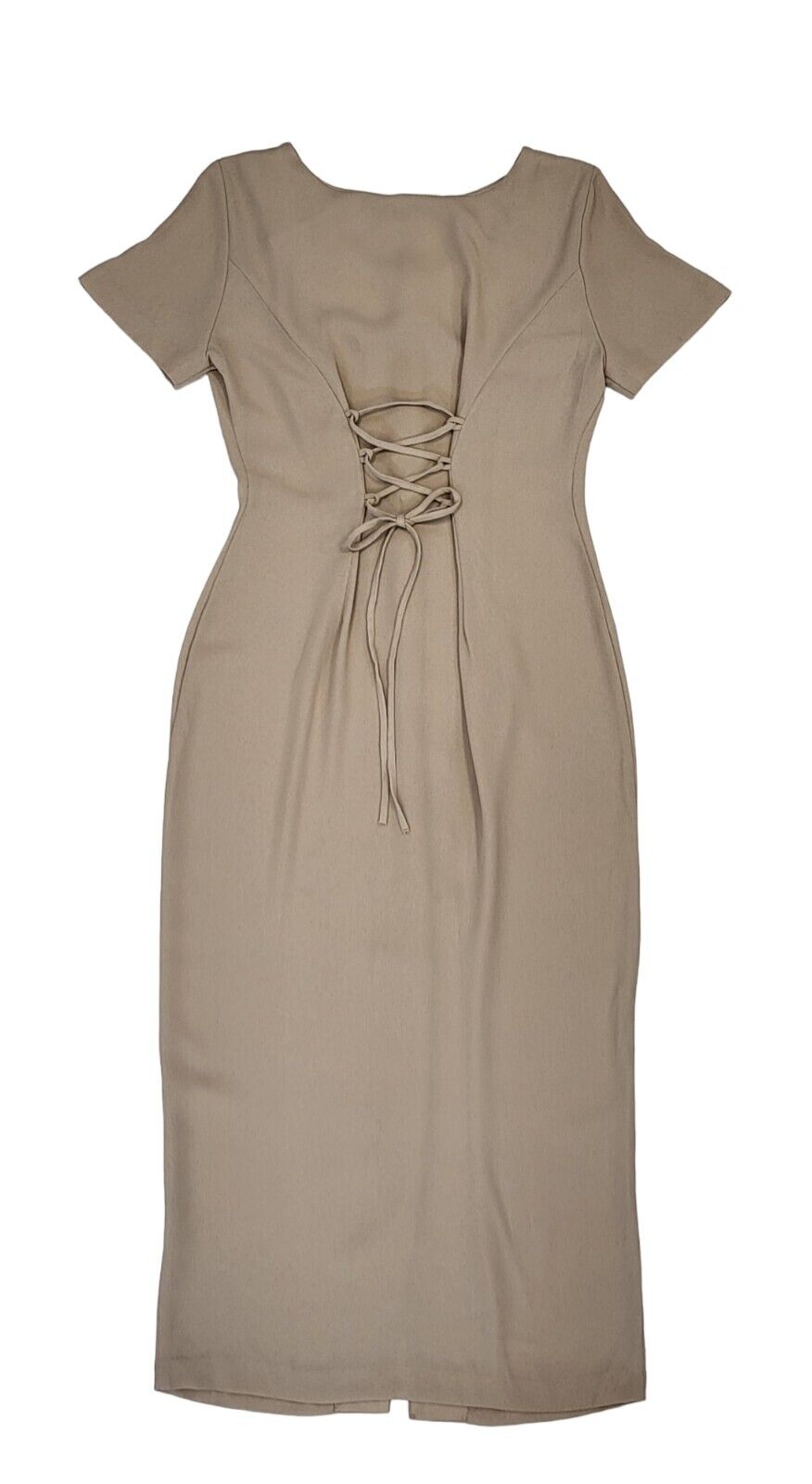 Wallis 90s Vintage Beige Buttoned Daywear Midi Dress Women's Size 10