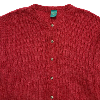 Canda C&A 90s Vintage Red Wool Button-Up Cardigan Uk Women's Size Medium