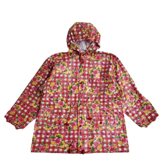 GAP 90s Pink & white Floral Check Raincoat Uk Women's Size L/XL
