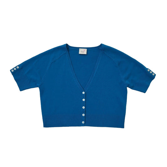 Next Y2K Petite Blue Cropped Button Up Cardigan Womens UK Size 14