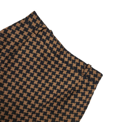 Whimsy Vintage 80's Brown & Black Houndstooth Straight Skirt Women's UK 14 W28