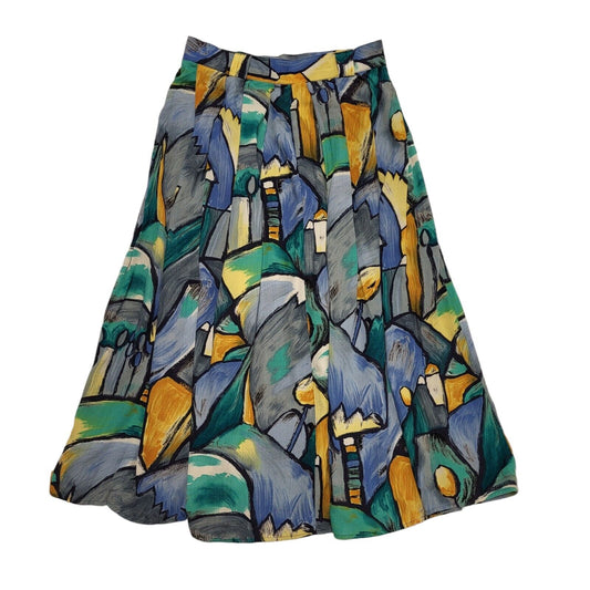 St Michael Vintage 80's Multicoloured Retro Abstract Skirt Womens UK 8 (usa 12)