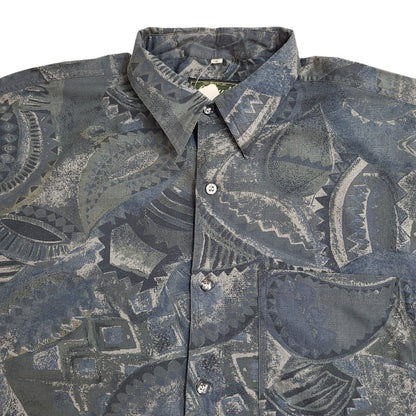 Latitude 90's Blue & Grey Abstract Short Sleeve Shirt Uk Men's Size Large