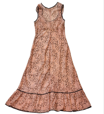 70s Vintage Pink Patterned Nightie Maxi Dress Women's Size 8