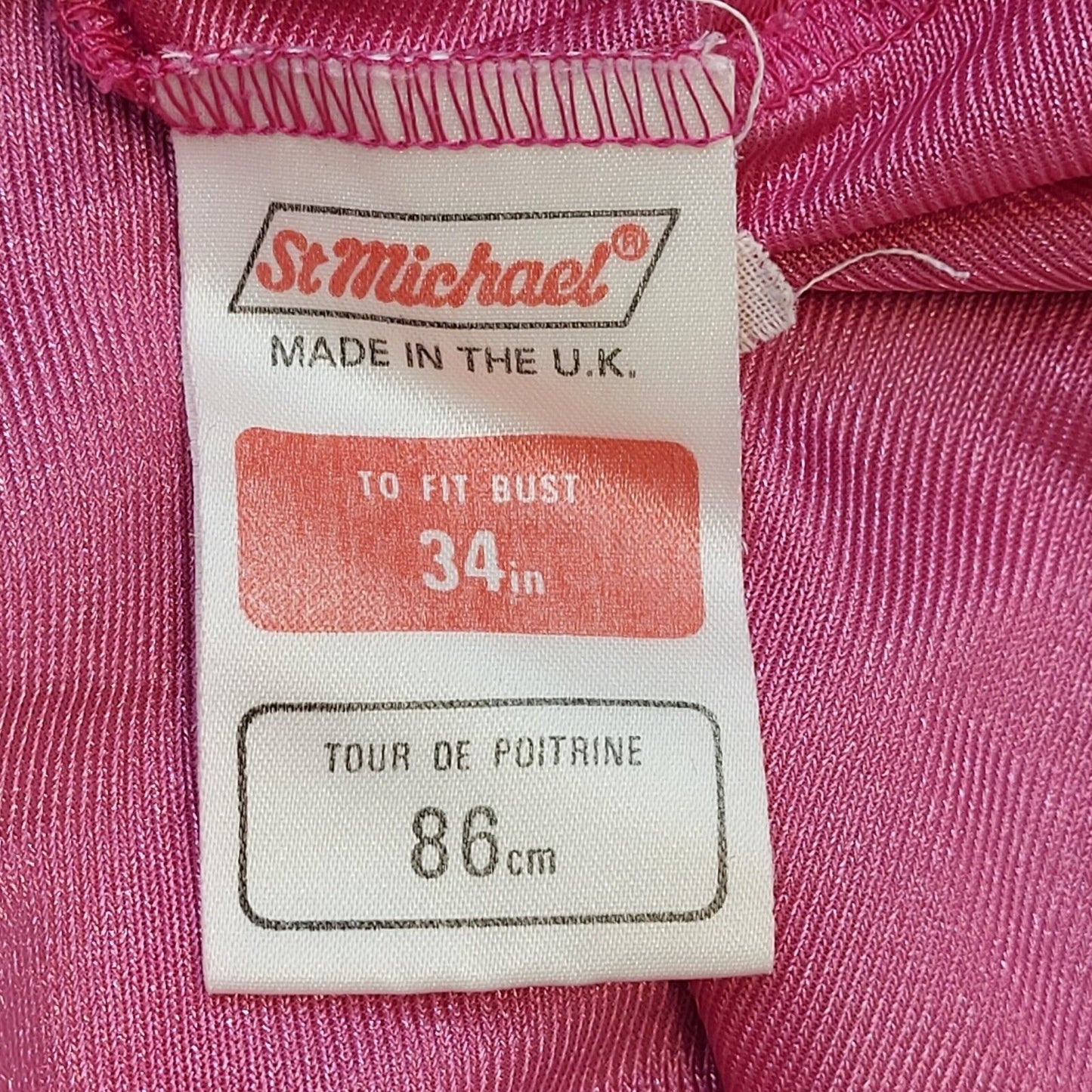 St Michael M&S 80's Vintage Pink & White Night Dress Womens UK XS EU 6