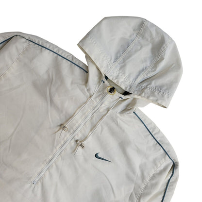 Nike Y2k White Pullover Over-sized Hooded Jacket Uk Women's Size M (8-10)