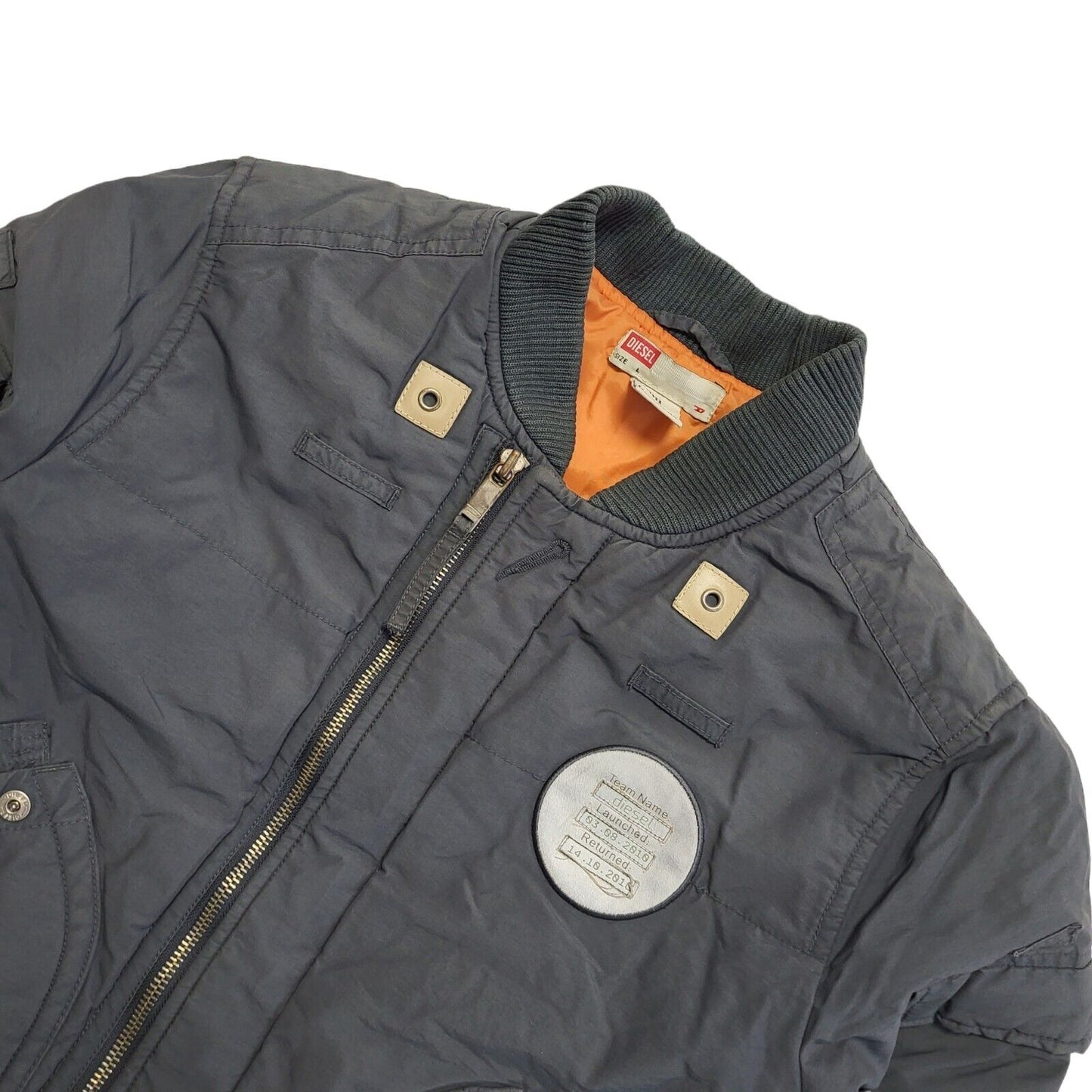 Diesel Grey Zip Up Bomber Jacket Uk Boys Size Large