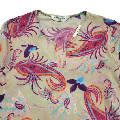 Dorothy Perkins Vintage 90s Beige & Pink Floral  Blouse BNWT Womens UK 16
