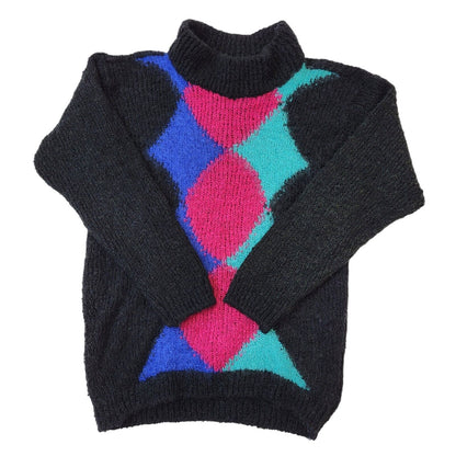 St Michael's M&S 80s Vintage Black & Pink Jumper Women's Size 12-14 Eu 40-42