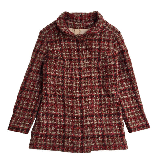 Vintage 90s Pink Button Check Wool Jacket Uk Women's Size Medium