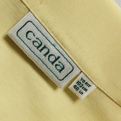 Canda Vintage 90's Yellow Full Zip Solid Short Sleeve Polo Top Mens UK M