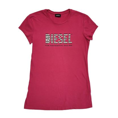 Diesel Pink Y2k Round Neck T Shirt Uk Women's Size Small