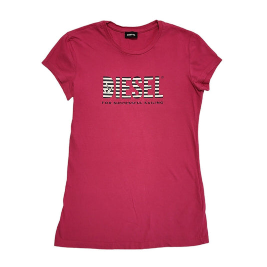 Diesel Pink Y2k Round Neck T Shirt Uk Women's Size Small