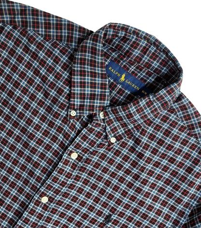 Ralph Lauren Red & Black Checked Vintage 90's Long Sleeve Shirt UK Men's Size M