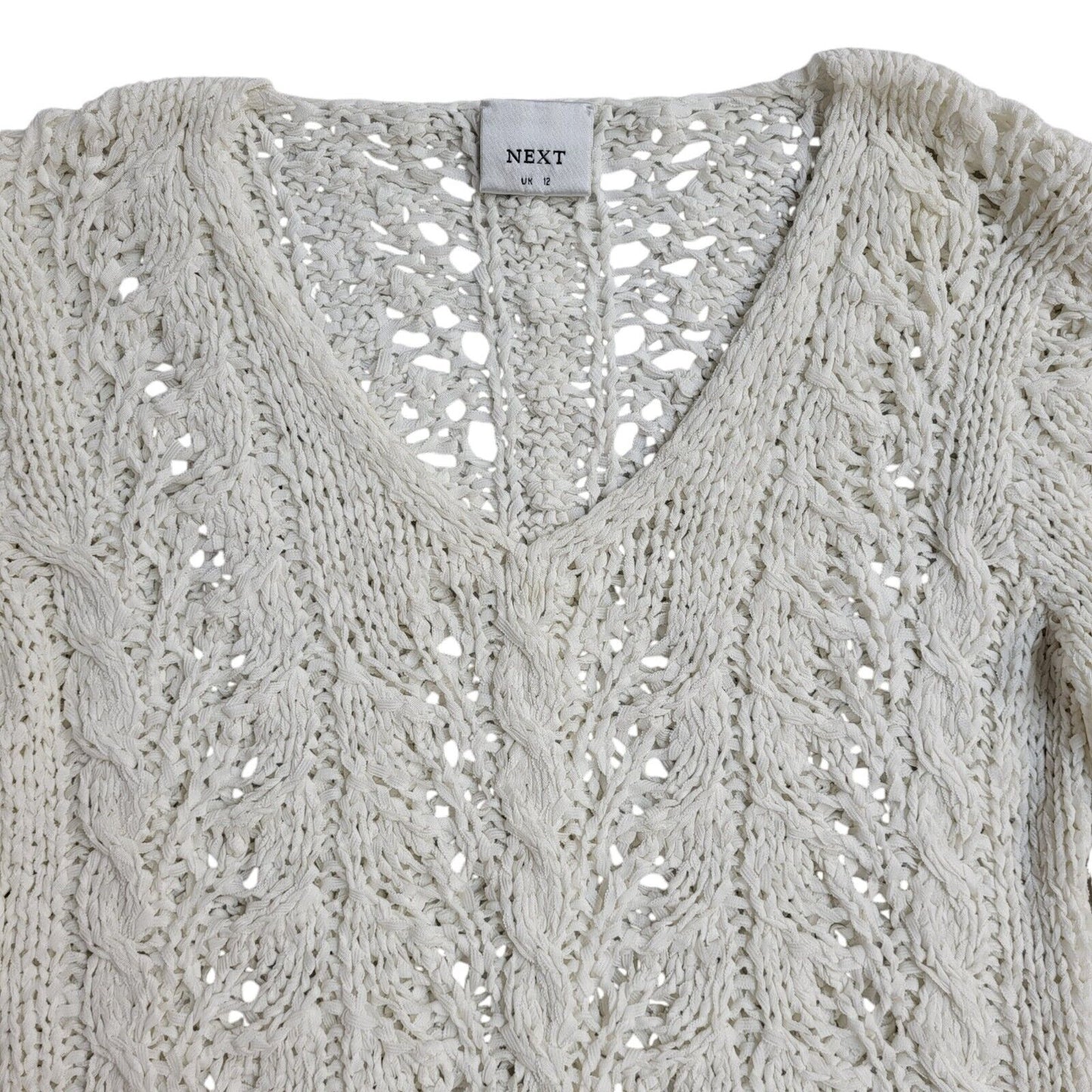 Next White V-Neck Mesh Vintage 90's Jumper UK Women's Size 12